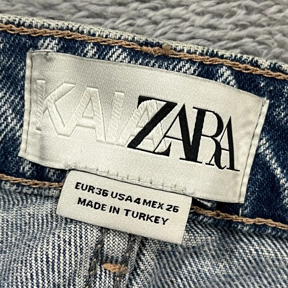 Zara‎ Kaia Jeans Womens 4 Wide Leg High Rise Western Festival Grunge Cowgirl